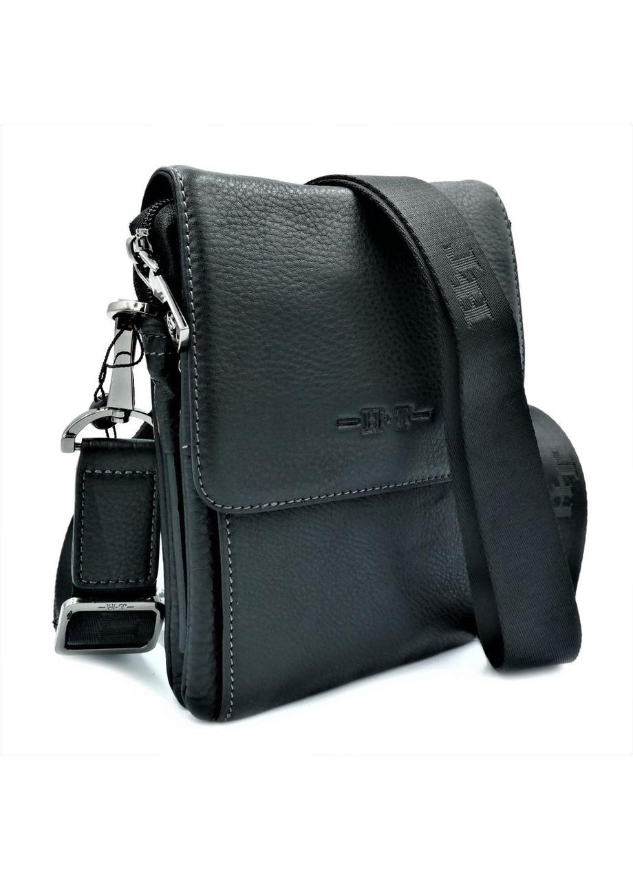 Чоловіча шкіряна сумка H.T.Leather Чорного кольору 5190-6