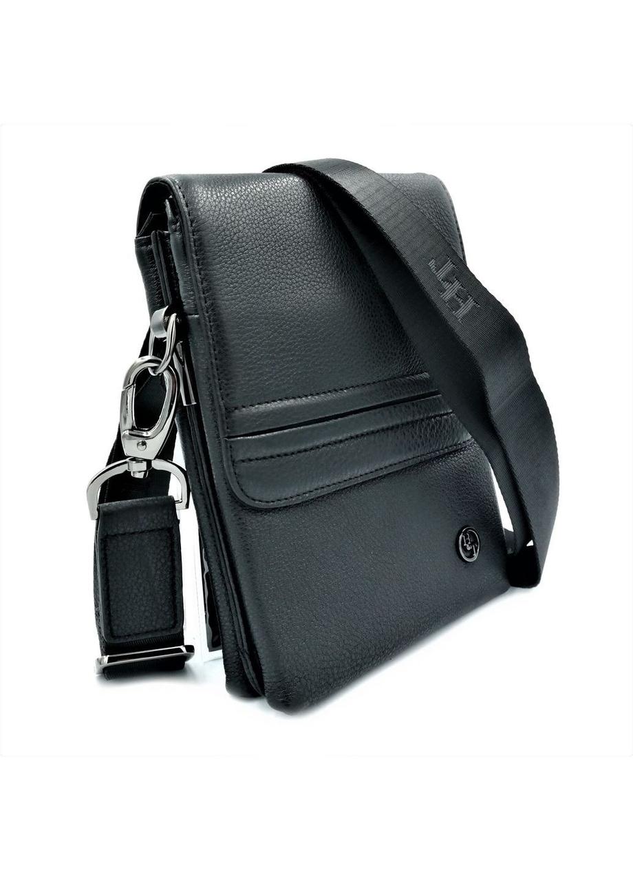 Чоловіча шкіряна сумка H.T.Leather Чорного кольору 5416-6