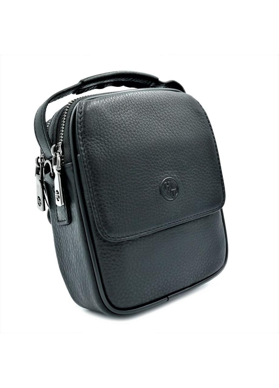 Чоловіча шкіряна сумка H.T.Leather Чорного кольору 9346-15