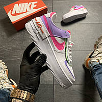 Женские кроссовки Nike Air Force Shadow White Violet Pink, женские кроссовки найк аир форс шадоу