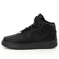 Мужские кроссовки Nike Air Force 1 Mid '07, черные кожаные кроссовки найк аир форс 1 07 мид