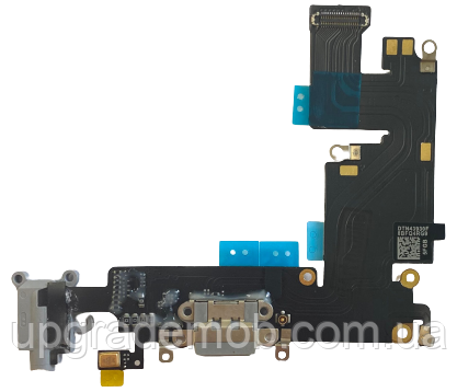 Шлейф iPhone 6 Plus с разъемом зарядки с коннектором наушников с микрофоном серый - фото 1 - id-p1432704315