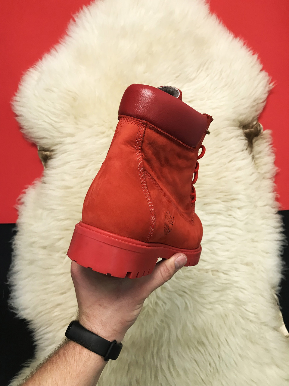 Женские зимние ботинки Timberland Red Fure Premium (мех), красные нубуковые ботинки тимберленд зимние женские - фото 6 - id-p1432705602