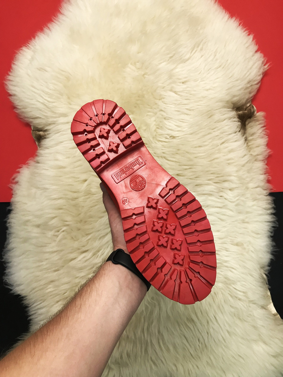 Женские зимние ботинки Timberland Red Fure Premium (мех), красные нубуковые ботинки тимберленд зимние женские - фото 8 - id-p1432705602
