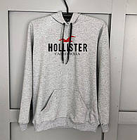 Мужское меланжевое худи с принтом "HollIster"