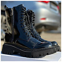 Женские ботинки Balenciaga Tractor Lace-up Boot Black Gloss ботинки баленсиага трактор черевики Balenciaga