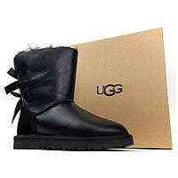 Жіночі зимові Ugg Mini Bailey Bow ll Black, жіночі зимові чоботи уггі бейлі боу 2 (Чорні), зимові черевики