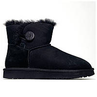 Жіночі зимові UGG Classic II Mini Black Suede, чорні замшеві уггі класік 2 міні жіночі черевики угі зимові