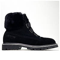 Женские зимние Ugg Boot Fur Black, черные кожаные угги бут женские ботинки уги зимние