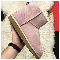 Женские зимние UGG Classic II Mini Pink, розовые замшевые угги классик 2 мини женские ботинки уги зимние