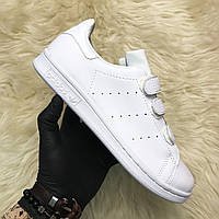 Женские кроссовки Adidas Stan Smith Velcro White, женские кроссовки адидас стэн смит велкро