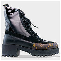 Женские зимние ботинки Louis Vuitton Laureate Desert Boots LV черные кожаные ботинки луи виттон лаурент десерт