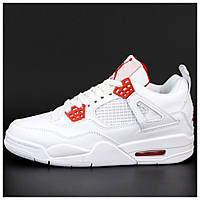 Женские кроссовки Nike Air Jordan 4 Retro White, белые кожаные кроссовки найк аир джордан 4 ретро