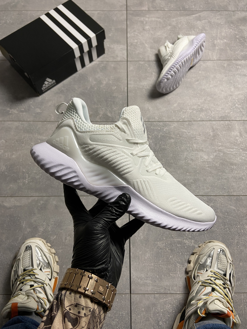 Adidas alphabounce white on feet hotsell