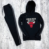 Утепленный черный мужской костюм Chicago Bulls