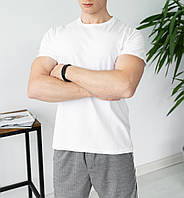 Мужской летний комплект белая футболка + серые шорты с лампасами