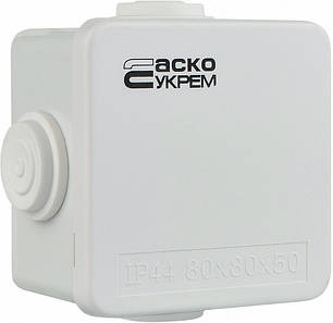 Розподільна коробка TY-RA 80x80x50 мм, АСКО-УКРЕМ, IP65 для електромонтажу, фото 1
