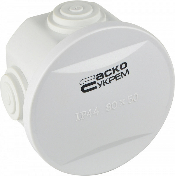Розподільча коробка TY-RA 80x50 мм, накладна, IP65, біла, АСКО-УКРЕМ