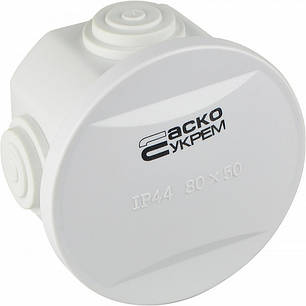 Розподільча коробка TY-RA 80x50 мм, накладна, IP65, біла, АСКО-УКРЕМ, фото 1