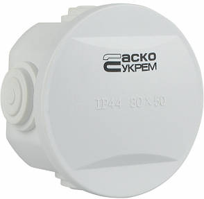 Розподільча коробка TY-RA 80x50 мм, накладна, IP65, біла, АСКО-УКРЕМ, фото 3