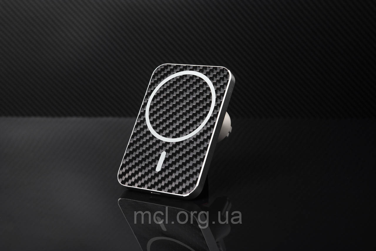 Магнітний автотримач з бездротовою зарядкою MagSafe Fast charge 15W Karbon