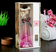 Набор подарочный "Эйфелева башня" (ваза, 2 палочки с шариками, декор, аромамасло 30 мл), аромат роза