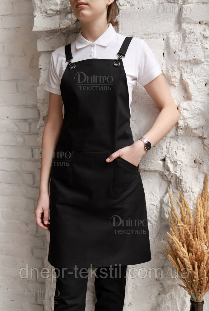 Черный фартук для барменов и официантов. Униформа для кафе и ресторанов - фото 1 - id-p1432834011