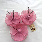 Шпилька рожева для волосся з квітами з тканини ручної роботи "Кармінова троянда", фото 5