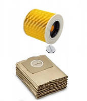Набор мешки и фильтр для пылесоса Karcher WD3 Karcher WD3 (6.959-130.0) + (6.414-552.0)