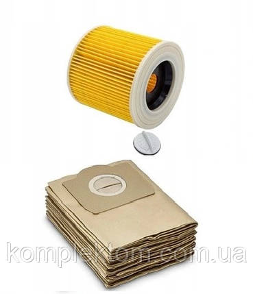 Набір мішки та фільтр для пилососа Karcher WD3 Karcher WD3 (6.959-130.0) + (6.414-552.0), фото 1