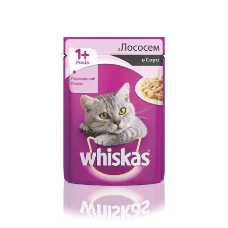 WHISKAS з лососем у соусі для дорослих котів, 100 г (віскас)