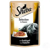 Корм Sheba Selection с домашней птицей в соусе 85г (шеба)