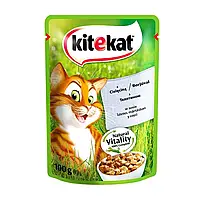 Влажный корм Kitekat для кошек, с телятиной в соусе, 100 г китикет