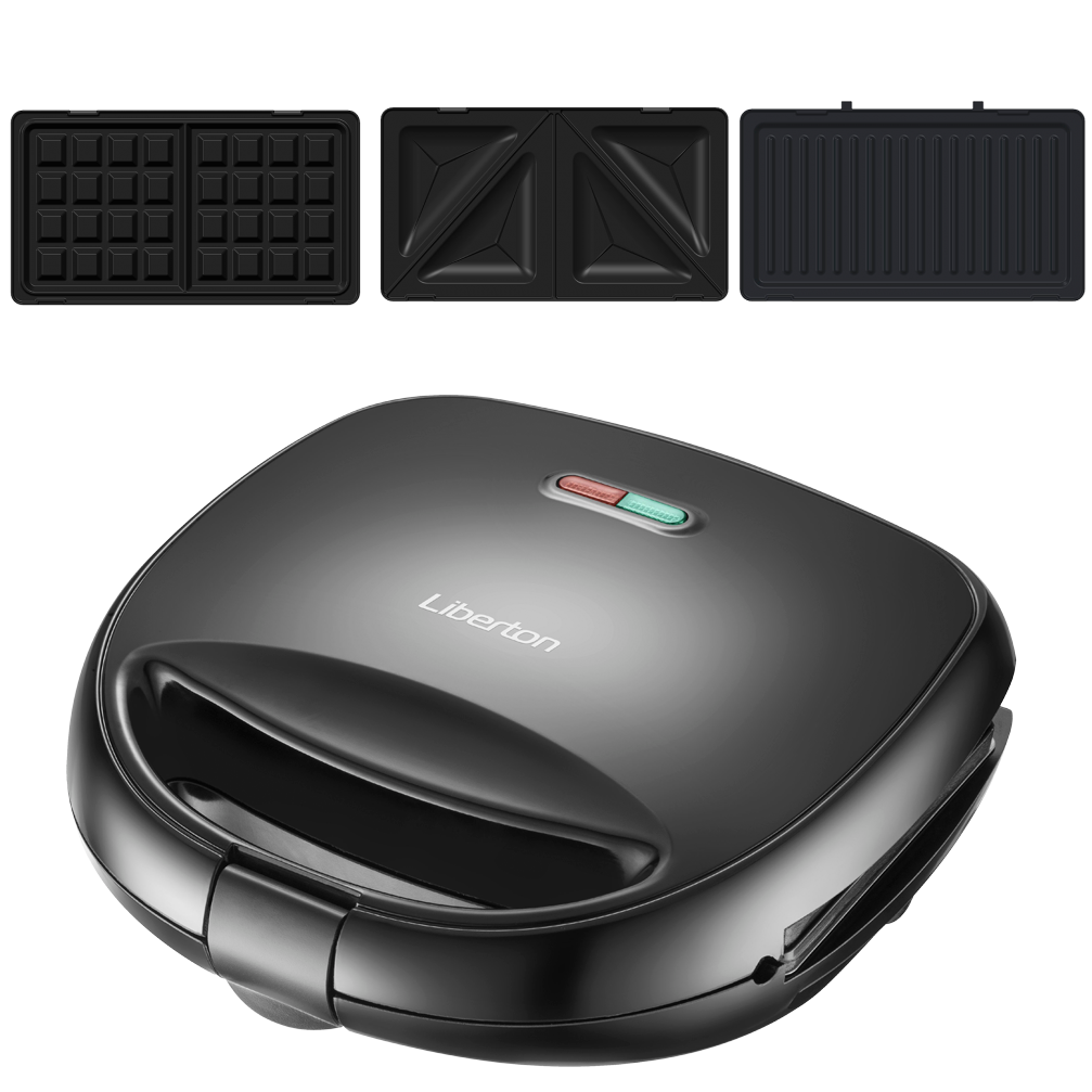 Мультимейкер Liberton LSM-8030 3в1(сендвичница, вафельниця, гриль, 800Вт, Німеччина), фото 1