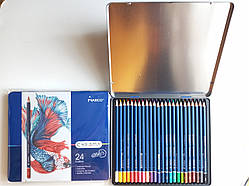 Олівці кольорові В ПЕНАЛІ 8010 /24 кольора MARCO Chroma (олівці марко односторонні 24 в металевому пеналі)