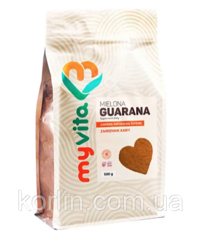 Guarana Гуарана Мелена Натуральний Кофеїн 500 г Proness MyVita Польща Доставка з ЄС