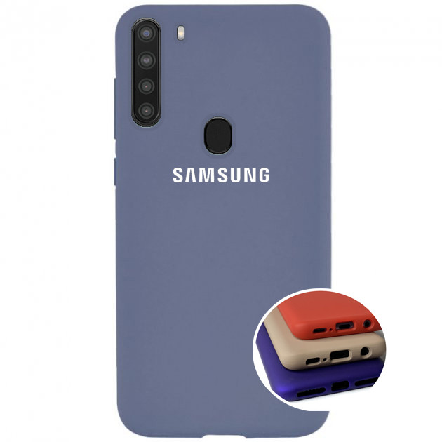 Чохол Silicone Full case для Samsung A21 (17) Lavander grey лавандово сірий, фото 1