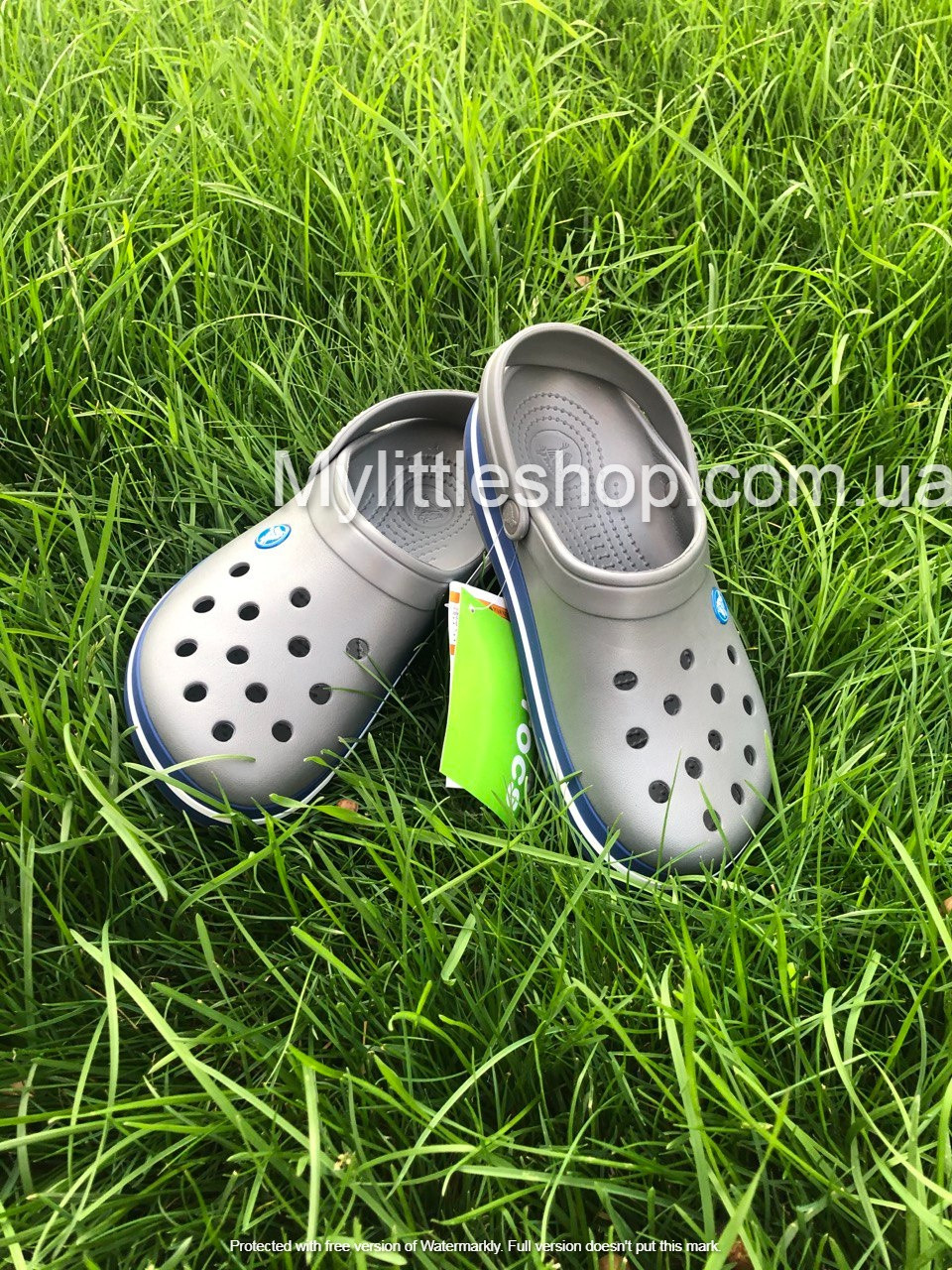 Сабо Crocs Crocband Clog 38 р 24.3-24.8 см Сірі з синім 11016-07W-M6/W8 Black / Ocean