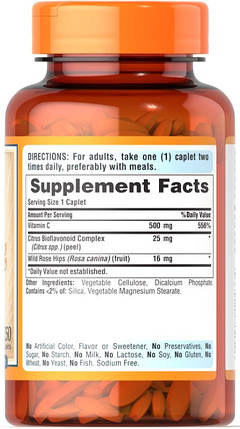 Вітамін С Vitamin C-500 mg with Rose Hips Time Release 100 таб, фото 4