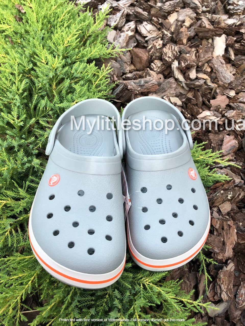 Сабо Crocs Crocband 45 р 29.2-29.7 см Світло сірі 11016-0FL-M12/W14 Light Grey Bright Coral