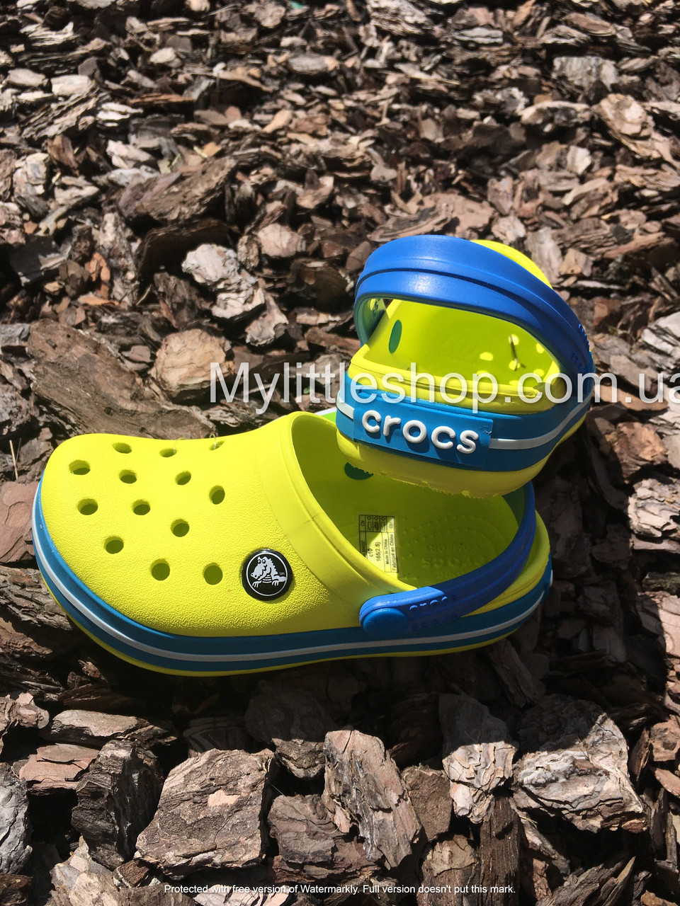Сабо Crocs Crocband Kids Clog 27 р 15.8-16.6 см Дитячі Жовто сині 204537-C10 Peony Tennis Green Ball/Ocean, фото 1