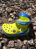 Сабо Crocs Crocband Kids Clog 33 р 20.1-20.8 см Детские Желто синие 204537-J2 Peony Tennis Ball Green/Ocean