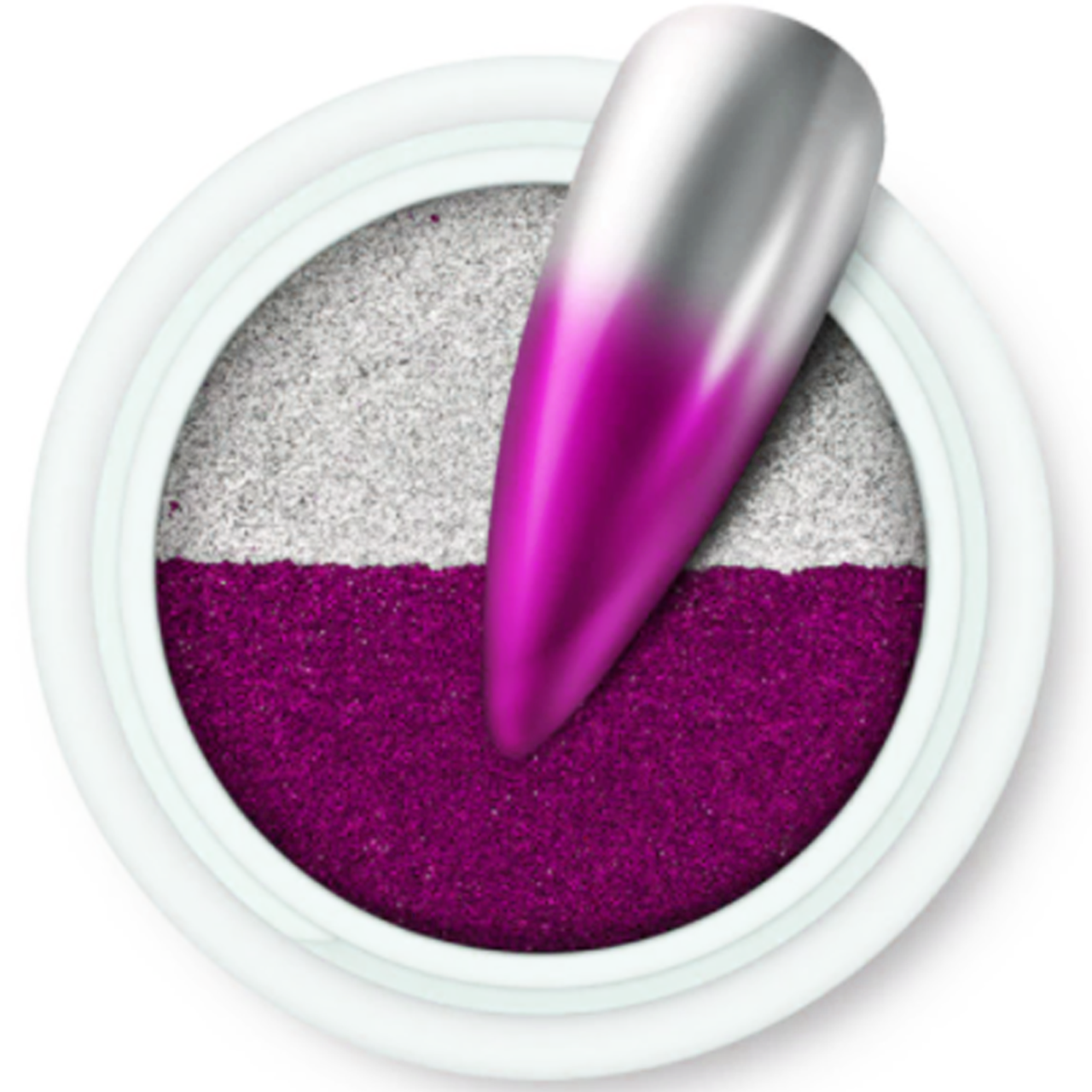 Дзеркальна втирка пресована No05 на 2 кольори срібло-фуксія