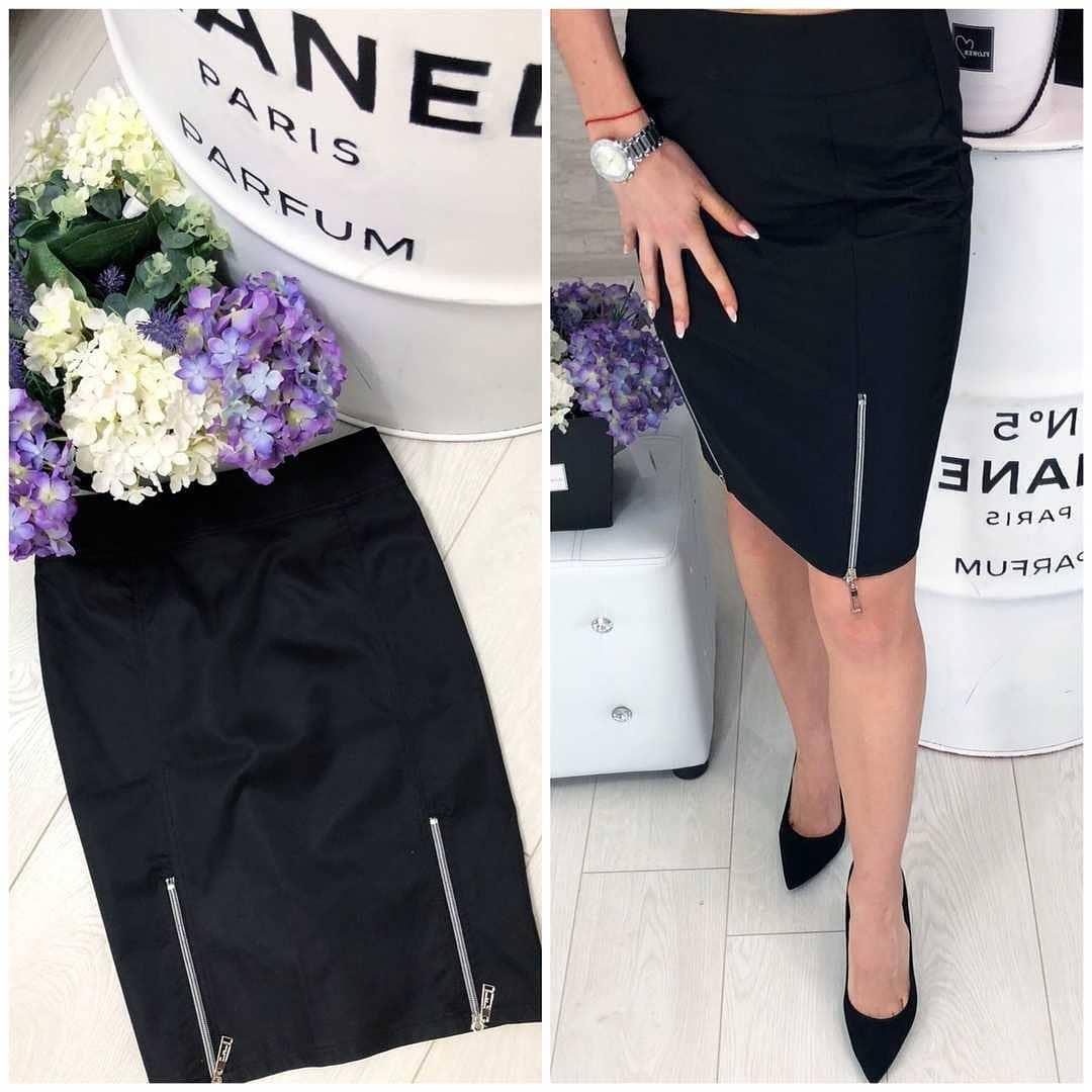 Женская юбка до колен декорированная молниями, фото 1