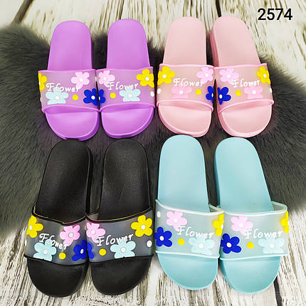 Жіночі шльопанці сланці з ромашками гумові, фото 1