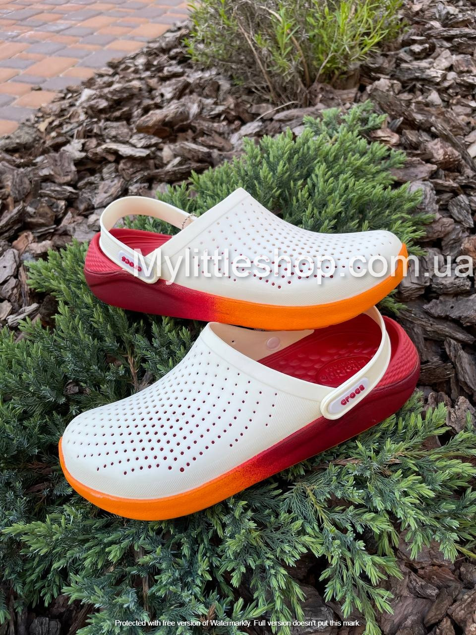 Сабо Crocs Literide Clog 43 р 27.7-28.2 см Білі з Помаранчевим 204592-846-M10/W12 White/Orange, фото 1