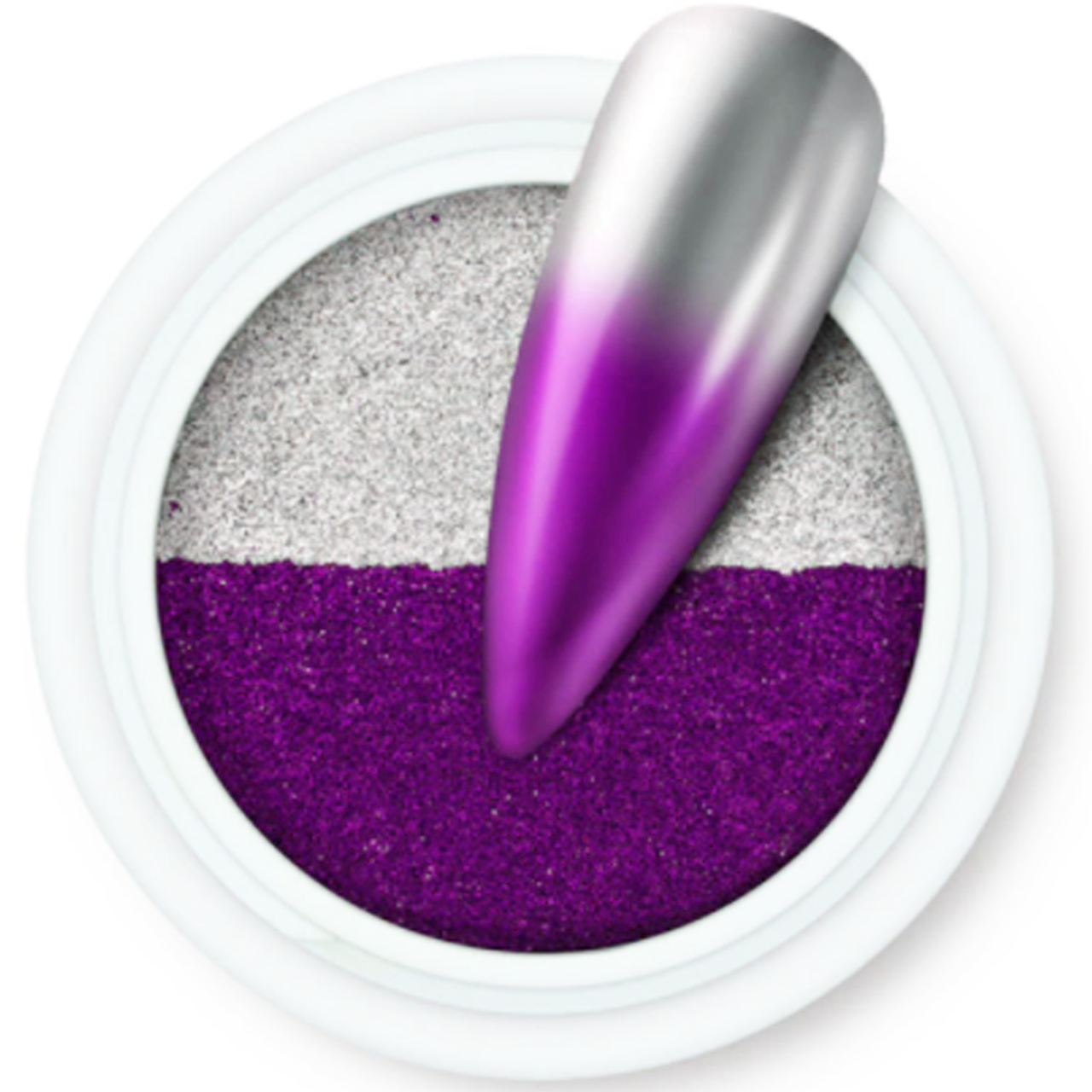 Дзеркальна втирка пресована No08 на 2 кольори срібло-фіолетова