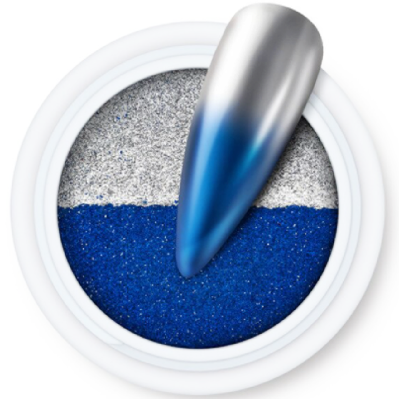 Дзеркальна втирка пресована No07 на 2 кольори срібло-блакитна