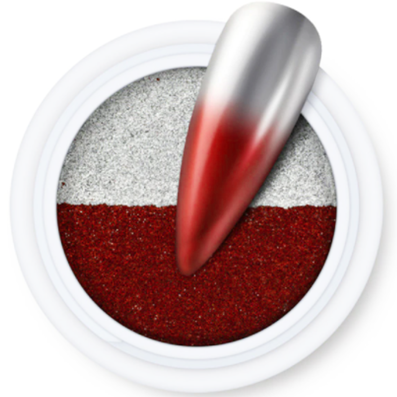 Дзеркальна втирка пресована No06 на 2 кольори срібло-червона