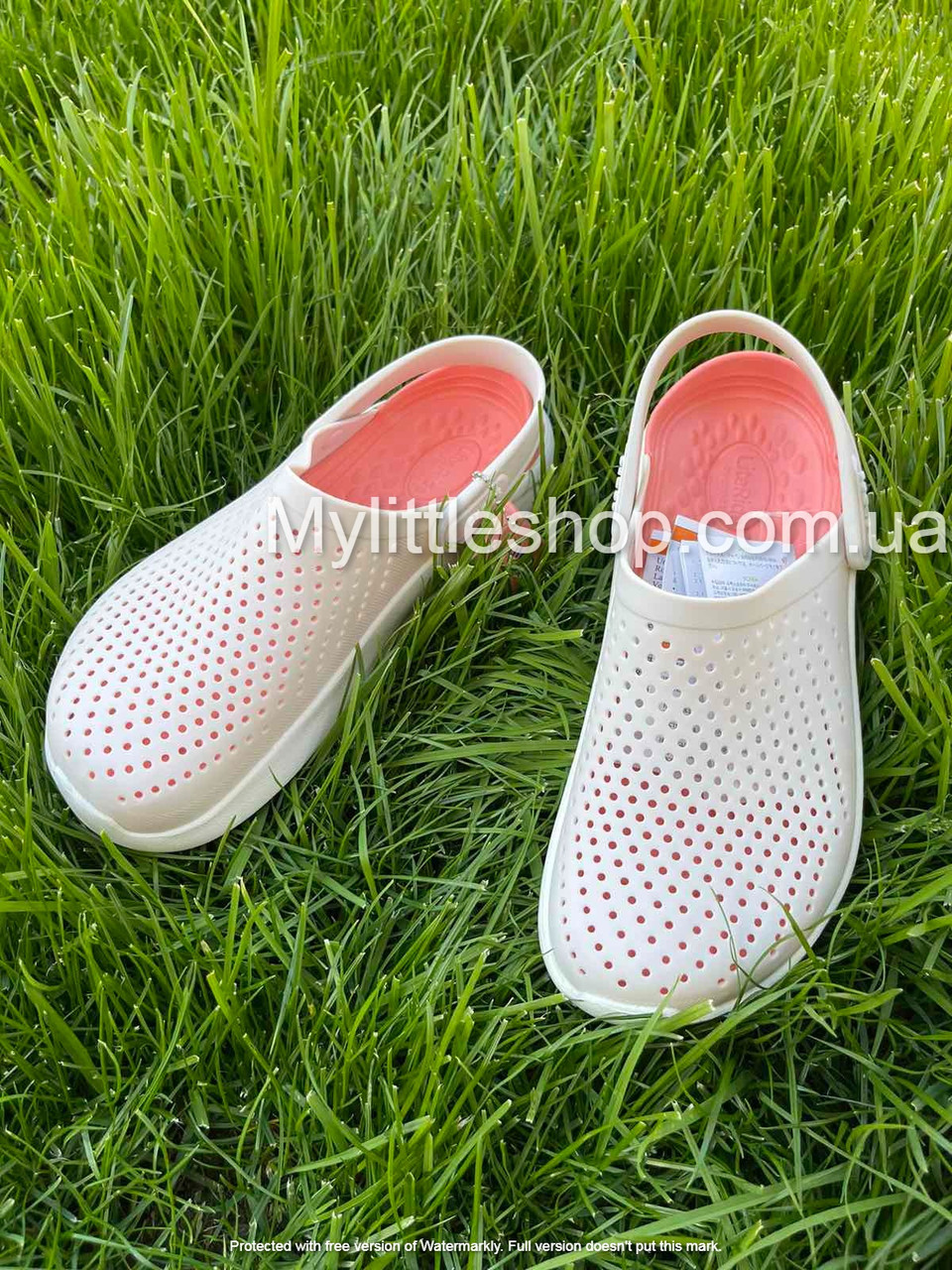 Сабо Crocs Literide Clog 39 р 25-25.5 см Світло персикові 204592-M7/W9 Powder/White, фото 1